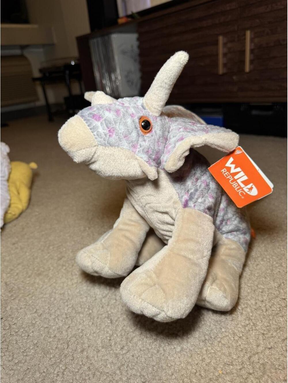 Wild Republic Triceratops Dinosaur Dino Plush Stuffed Animal Toy 12” NWT